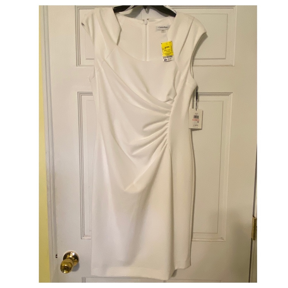 Calvin Klein Ivory/White Fitted Dress Size 10
